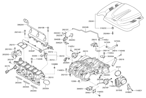 2009 Kia Sorento Engine Cover Assembly Diagram for 292403C220