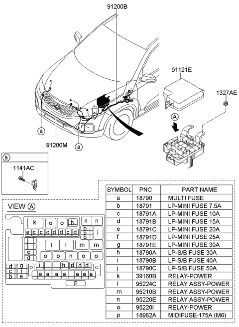 2011 Kia Sorento Wiring Assembly-Front Diagram for 912001U010
