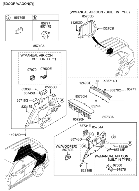 2011 Kia Sorento Trim Assembly-Luggage Side Diagram for 857402P001VA