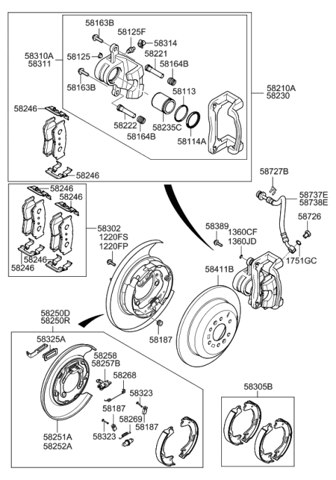 2012 Kia Sorento Rear Brake Back Plate Assembly, Left Diagram for 582512P500
