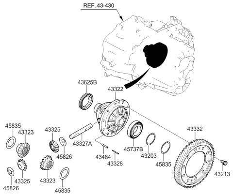 2011 Kia Sorento Gear-Differential Side Diagram for 4332324500
