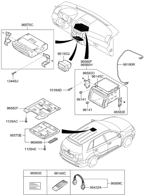 2009 Kia Sorento Cover-Rse Monitor Hole Diagram for 965641U900J7