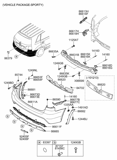 2011 Kia Sorento Bracket-Rear Bumper Assembly Diagram for 866171U200