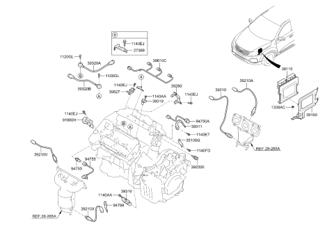 2011 Kia Sorento Engine Control Module Diagram for 391083C062