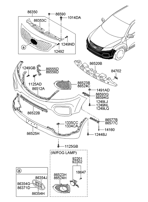 2011 Kia Sorento Cover-Radiator Grille Diagram for 863662P000