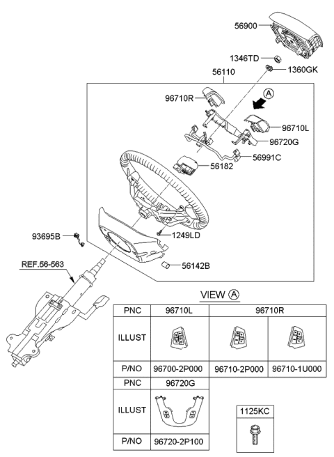 2009 Kia Sorento Switch Assembly-Steering Remote Diagram for 967101U000VA
