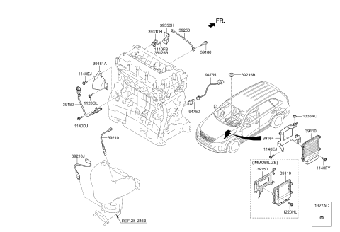 2010 Kia Sorento Engine Ecm Control Module Diagram for 391132G771