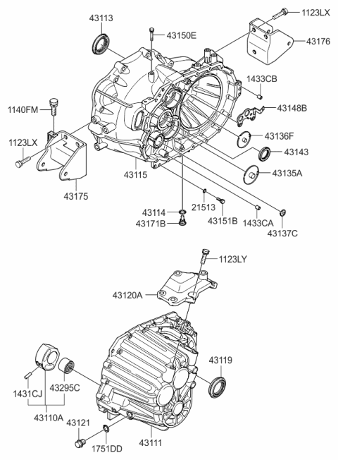 2010 Kia Sorento Transaxle Case-Manual Diagram