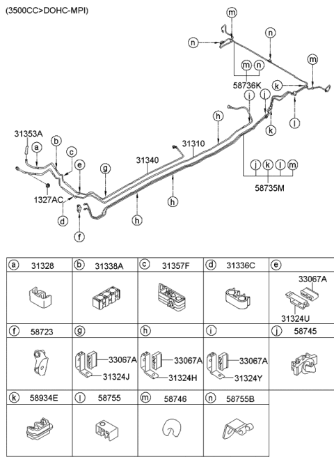 2009 Kia Sorento Clip-Fuel Tube Diagram for 3133826921