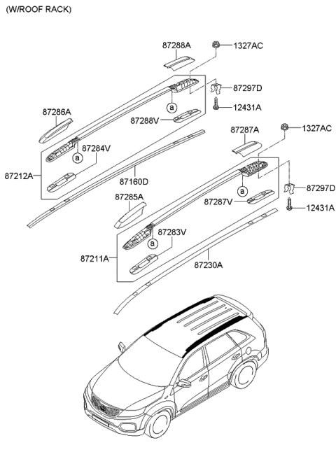 2011 Kia Sorento Rack Assembly-Roof LH Diagram for 872702P000FBM