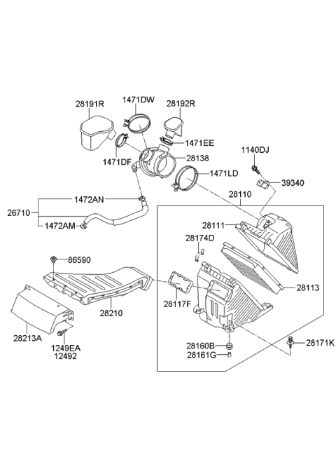 2012 Kia Sorento Hose Assembly-Breather Diagram for 267103C350
