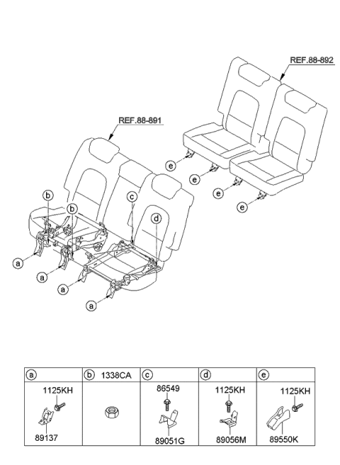 2009 Kia Sorento Cover-Rear Seat Mounting Diagram for 891371U410VA