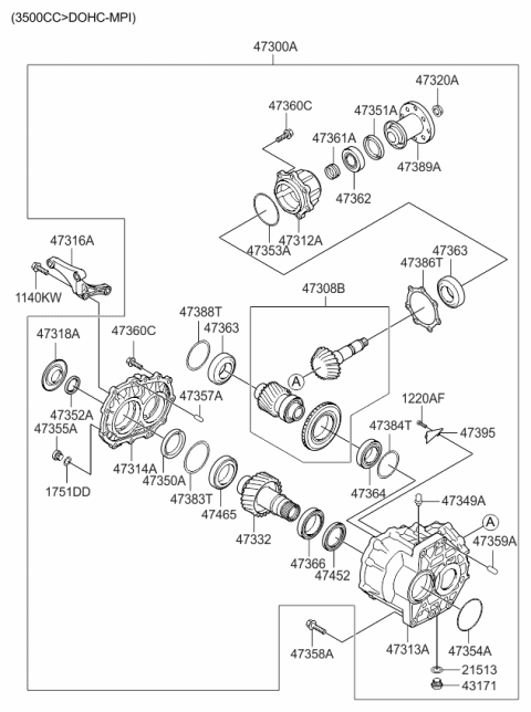 2010 Kia Sorento Gear-Transfer Driven Diagram for 473323B100