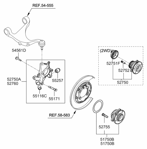 2012 Kia Sorento Rear Wheel Hub Assembly Diagram for 527502B100