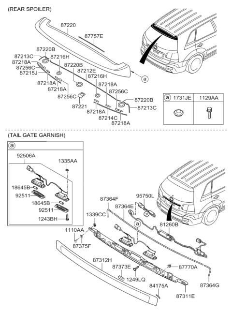 2009 Kia Sorento Outside Handle & Lock Assembly Diagram for 812602P000