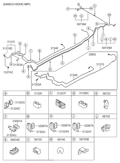 2010 Kia Sorento Holder-Fuel Tube Diagram for 313572B000