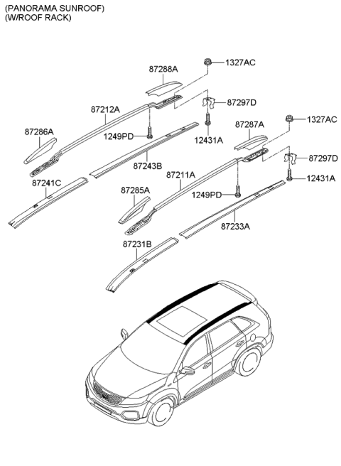 2009 Kia Sorento MOULDING Assembly-Roof Front Diagram for 872412P510