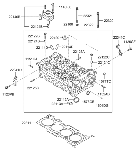 2010 Kia Sorento Head Assembly-Cylinder Diagram for 221002G020