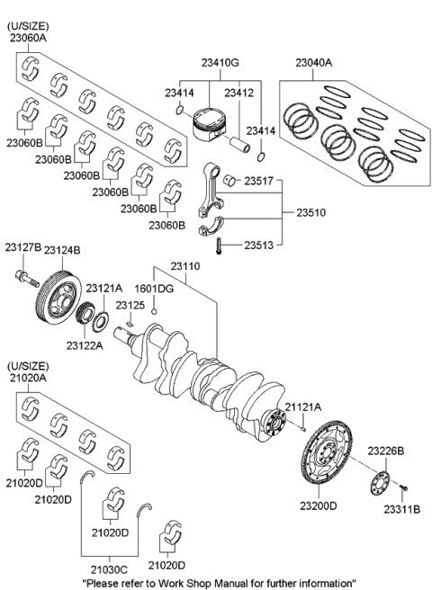2011 Kia Sorento Ring Set-Piston Diagram for 230403CZA0