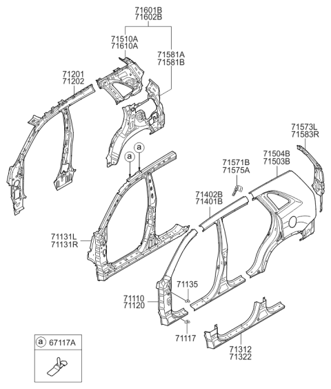 2009 Kia Sorento Reinforcement Assembly-Side Outer Diagram for 711231U000