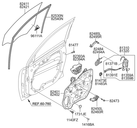 2010 Kia Sorento Motor Assembly-Front Power Window Diagram for 824601U000