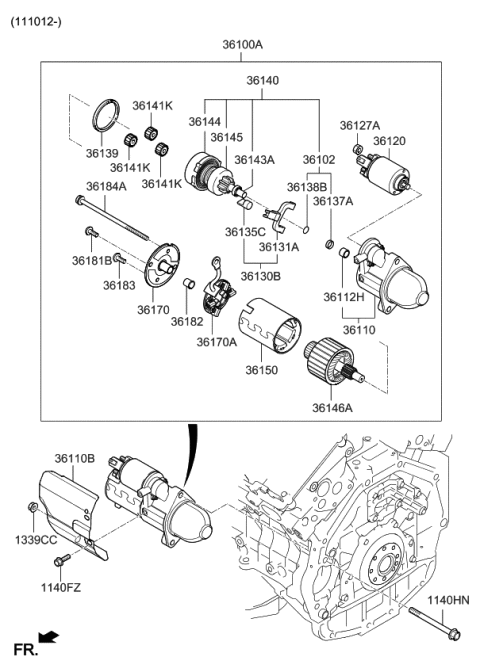 2009 Kia Sorento Bearing, Gear Diagram for 361382E500