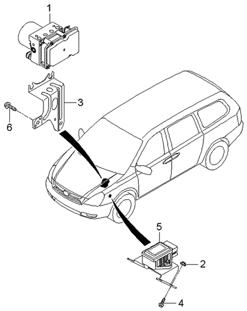 2006 Kia Sedona Abs Brake Pump Assembly Diagram for 589204D100