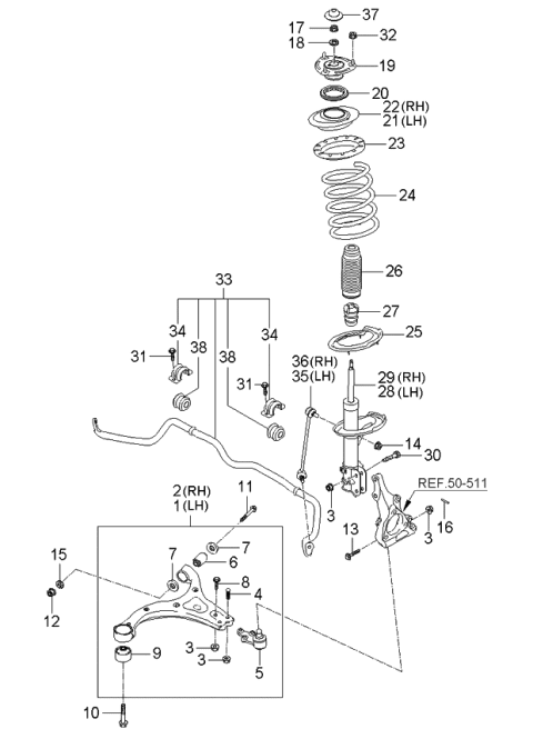 2006 Kia Sedona Ball Joint Assembly-Lower Diagram for 545304D000