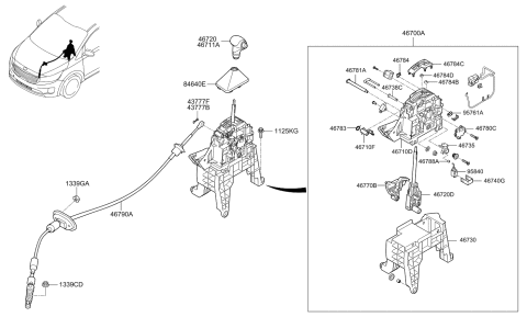 2016 Kia Sedona Knob-Gear Shift Lever Diagram for 46720A9200