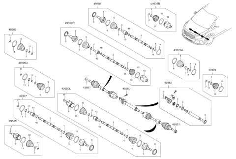 2016 Kia Sedona Bearing Bracket & Shaft Diagram for 49560A9300