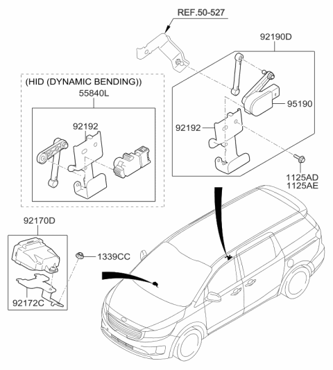 2015 Kia Sedona Unit & Sensor Assembly-A Diagram for 92191A4000