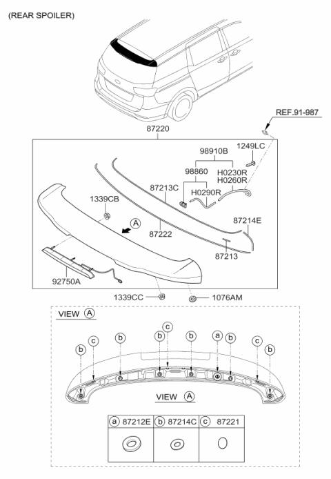 2018 Kia Sedona Rear Washer Nozzle Assembly Diagram for 98930A9000