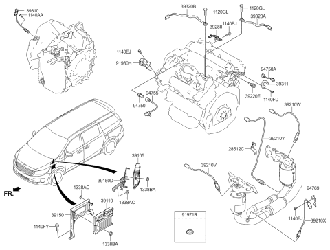 2016 Kia Sedona Engine Ecm Control Module Diagram for 391113CYN0