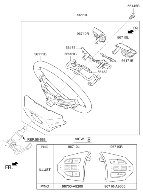 2017 Kia Sedona Switch Assembly-Steering Remote Diagram for 96710A9500WK