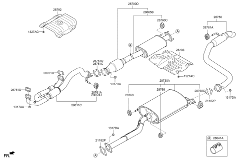 2018 Kia Sedona Rear Muffler Assembly Diagram for 28710A9130