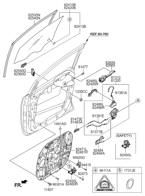 2015 Kia Sedona Front Door Latch Assembly, Left Diagram for 81310A9010