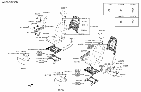 2021 Kia Sedona Frame Assembly-2ND Cushion Diagram for 89110A9700