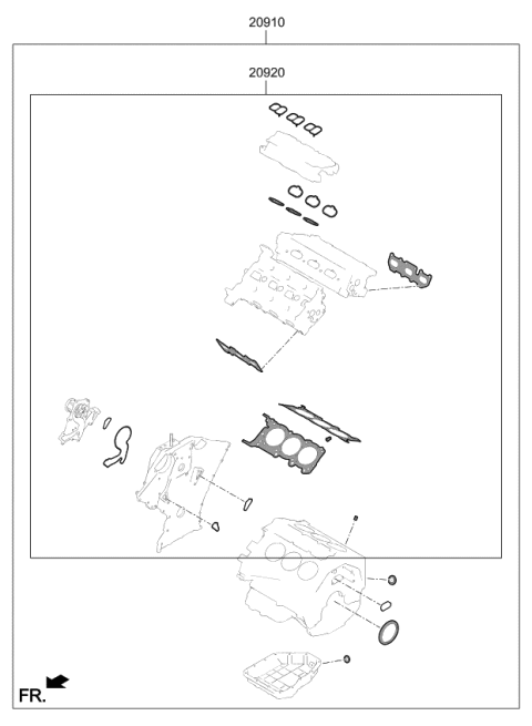 2019 Kia Sedona Engine Gasket Kit Diagram