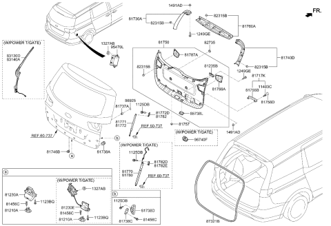 2019 Kia Sedona Power Tail Gate Power Latch Assembly Diagram for 81230A9100