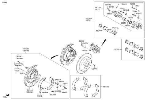 2020 Kia Sedona Packing Rear Brake Assembly, Right Diagram for 58270A9000