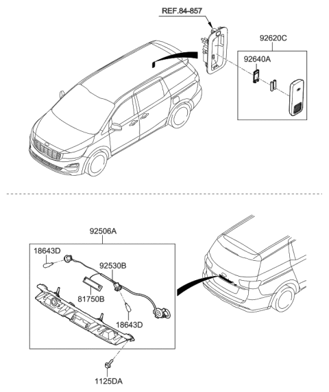 2020 Kia Sedona License Lamp Holder & Wiring Diagram for 92530A9000