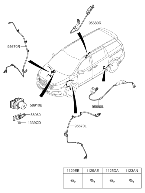 2019 Kia Sedona Bracket-Hydraulic Module Diagram for 58960A9300