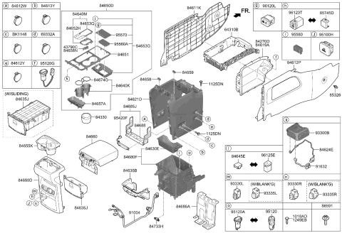 2021 Kia Sedona Tray-Rr Console,UPPE Diagram for 84677A9000