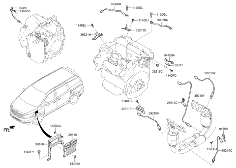 2021 Kia Sedona Engine Ecm Control Module Diagram for 391013LPN2
