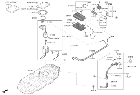 2021 Kia Sedona Pump & Pipe Assembly Diagram for 31119A9000