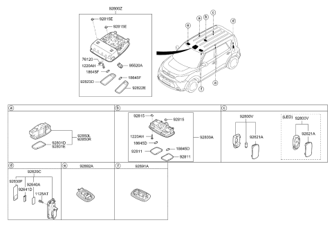 2016 Kia Soul Lamp Assembly-Overhead Console Diagram for 92820B2010BF3