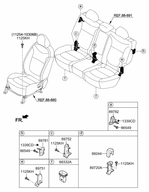 2015 Kia Soul Striker Assembly-Rear Seat Diagram for 89780B2000