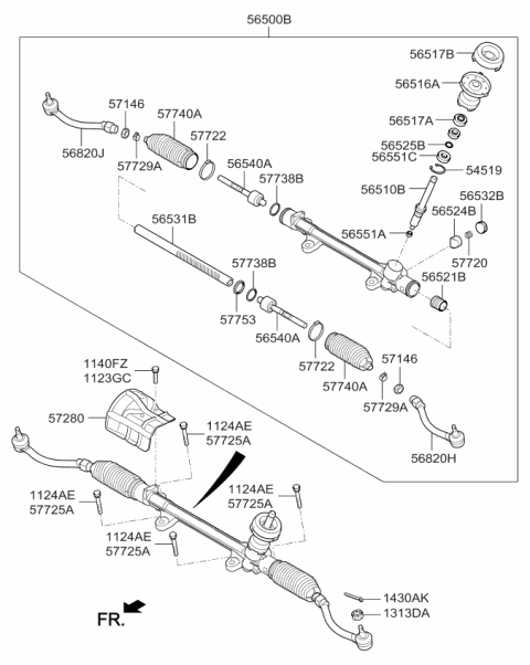 2015 Kia Soul PINION Assembly-Steering Diagram for 56512B2000