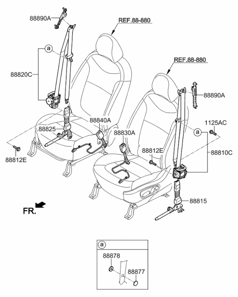 2015 Kia Soul Front Seat Belt Assembly Right Diagram for 88820B2500EQ