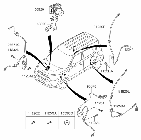 2015 Kia Soul Cable Assembly-Abs Ext L Diagram for 91920B2000